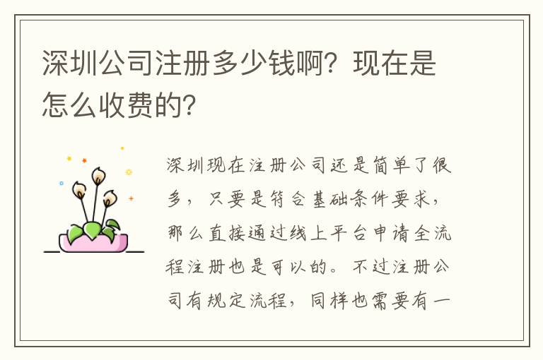 深圳公司注冊多少錢??？現(xiàn)在是怎么收費的？