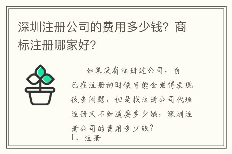 深圳注冊公司的費(fèi)用多少錢？商標(biāo)注冊哪家好？