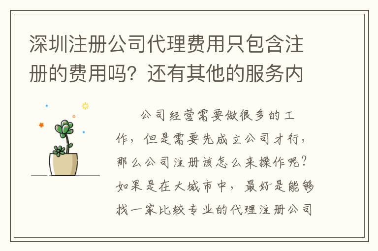 深圳注冊公司代理費用只包含注冊的費用嗎？還有其他的服務(wù)內(nèi)容嗎？