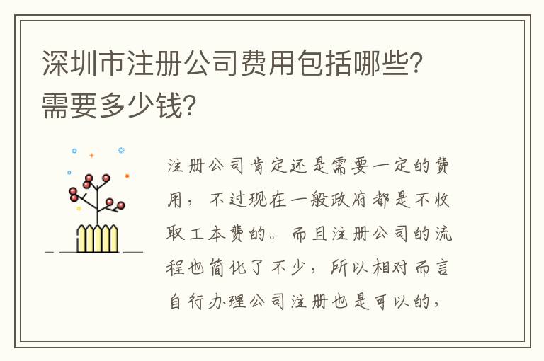 深圳市注冊公司費(fèi)用包括哪些？需要多少錢？