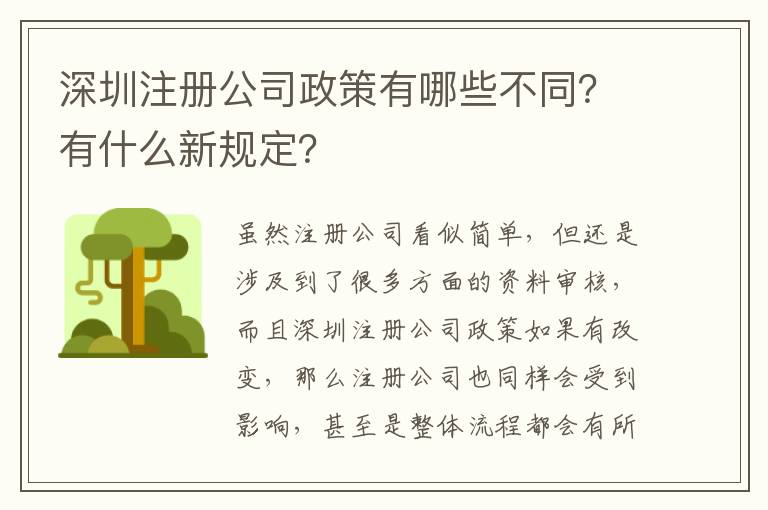 深圳注冊公司政策有哪些不同？有什么新規(guī)定？