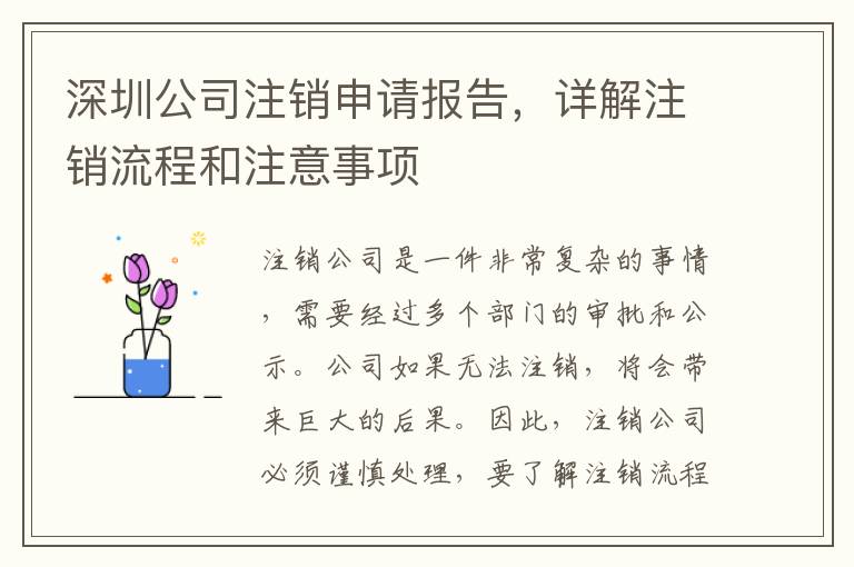 深圳公司注銷申請報告，詳解注銷流程和注意事項
