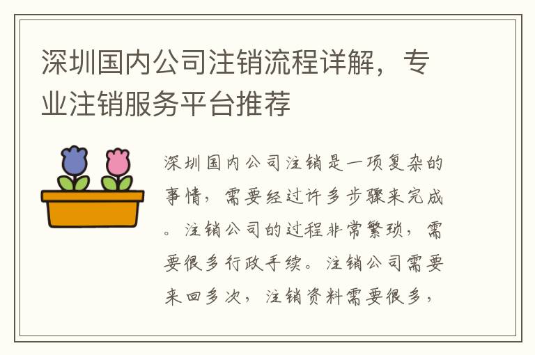 深圳國(guó)內(nèi)公司注銷流程詳解，專業(yè)注銷服務(wù)平臺(tái)推薦