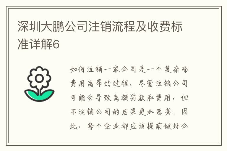 深圳大鵬公司注銷流程及收費(fèi)標(biāo)準(zhǔn)詳解6