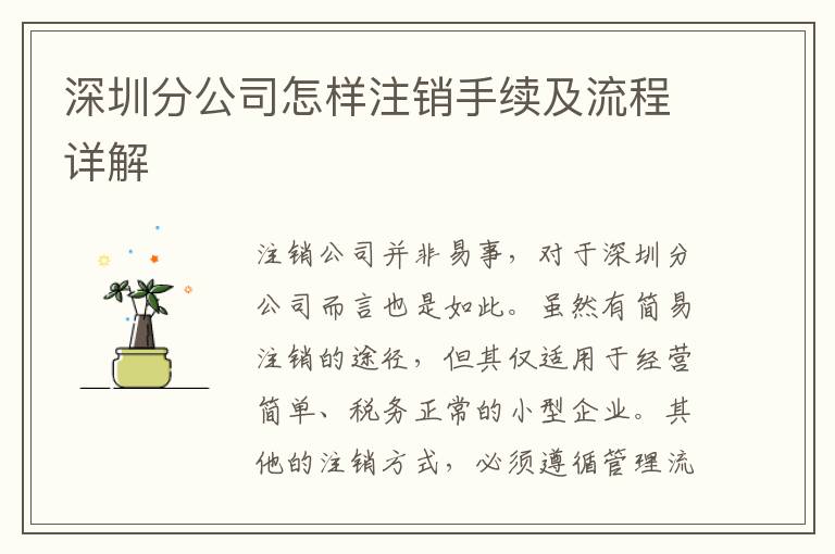 深圳分公司怎樣注銷手續(xù)及流程詳解