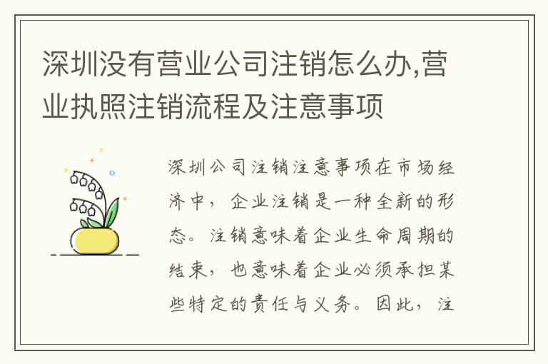 深圳沒有營業(yè)公司注銷怎么辦,營業(yè)執(zhí)照注銷流程及注意事項