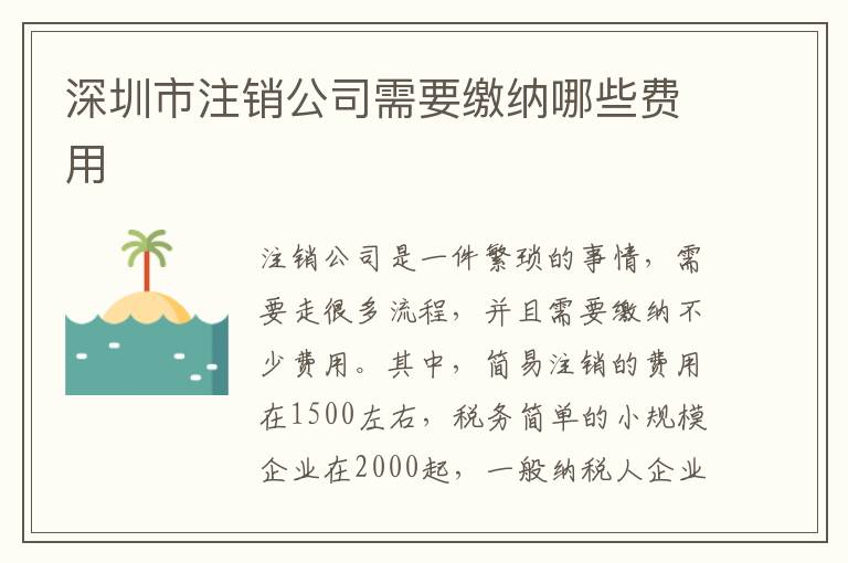 深圳市注銷公司需要繳納哪些費(fèi)用
