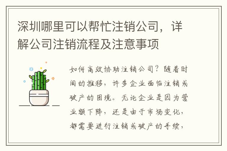 深圳哪里可以幫忙注銷公司，詳解公司注銷流程及注意事項(xiàng)