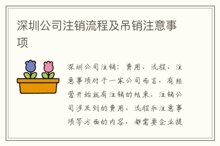 深圳公司注銷流程及吊銷注意事項