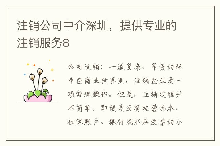 注銷公司中介深圳，提供專業(yè)的注銷服務(wù)8