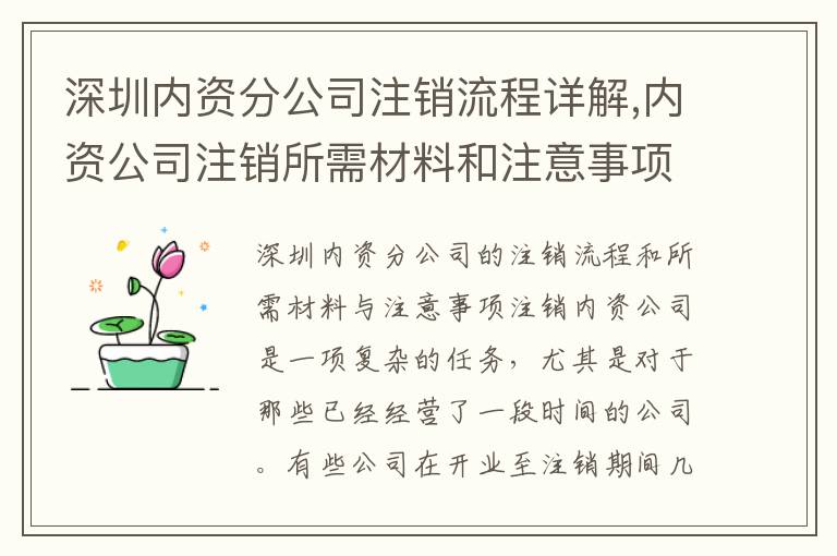 深圳內(nèi)資分公司注銷(xiāo)流程詳解,內(nèi)資公司注銷(xiāo)所需材料和注意事項(xiàng)