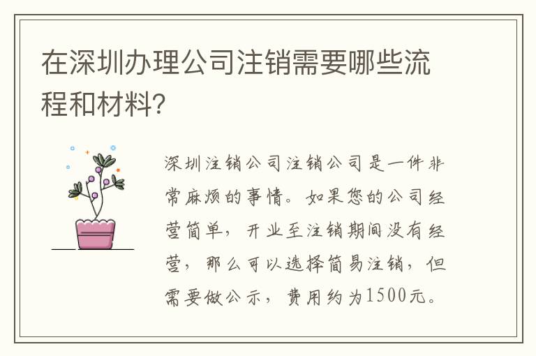 在深圳辦理公司注銷需要哪些流程和材料？