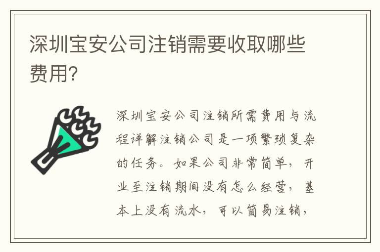 深圳寶安公司注銷需要收取哪些費用？