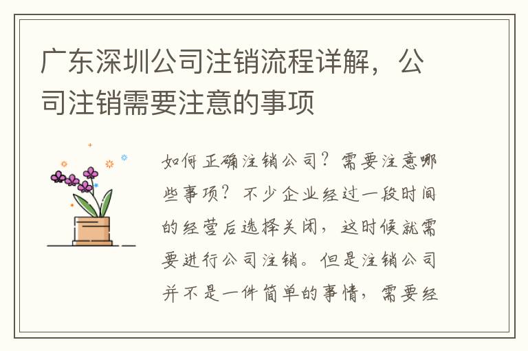 廣東深圳公司注銷流程詳解，公司注銷需要注意的事項