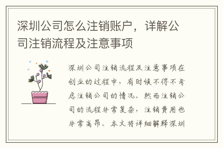 深圳公司怎么注銷賬戶，詳解公司注銷流程及注意事項