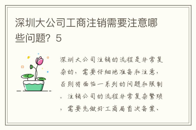 深圳大公司工商注銷需要注意哪些問(wèn)題？5