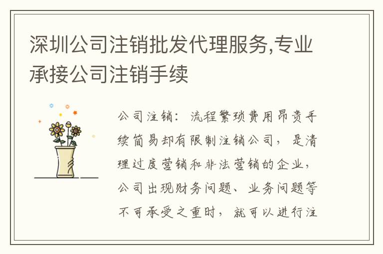 深圳公司注銷批發(fā)代理服務,專業(yè)承接公司注銷手續(xù)