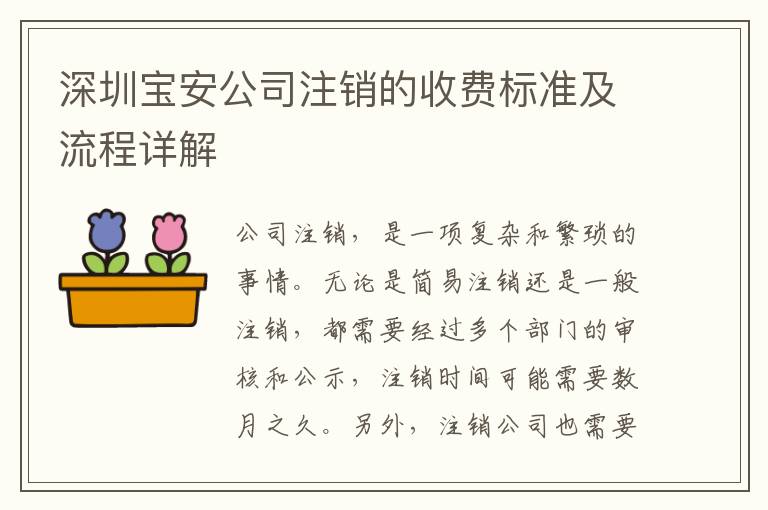 深圳寶安公司注銷的收費(fèi)標(biāo)準(zhǔn)及流程詳解