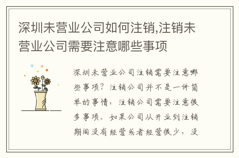 深圳未營業(yè)公司如何注銷,注銷未營業(yè)公司需要注意哪些事項