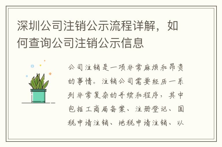 深圳公司注銷(xiāo)公示流程詳解，如何查詢(xún)公司注銷(xiāo)公示信息