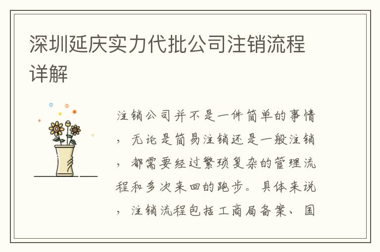 深圳延慶實力代批公司注銷流程詳解