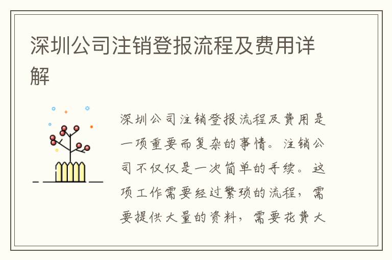深圳公司注銷登報流程及費用詳解