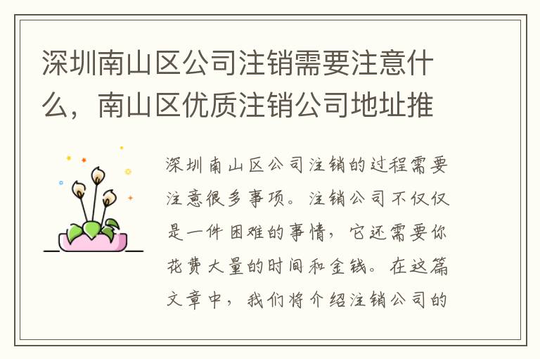 深圳南山區(qū)公司注銷需要注意什么，南山區(qū)優(yōu)質注銷公司地址推薦10