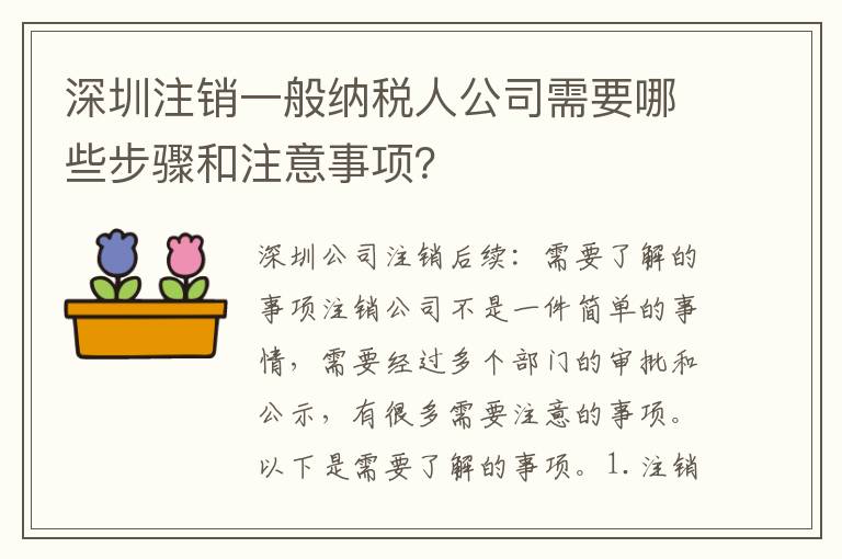 深圳注銷一般納稅人公司需要哪些步驟和注意事項(xiàng)？