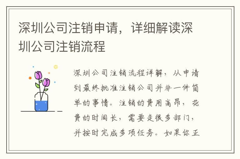 深圳公司注銷申請(qǐng)，詳細(xì)解讀深圳公司注銷流程