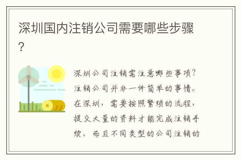 深圳國內(nèi)注銷公司需要哪些步驟？