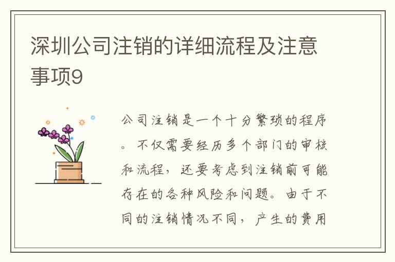 深圳公司注銷的詳細流程及注意事項9