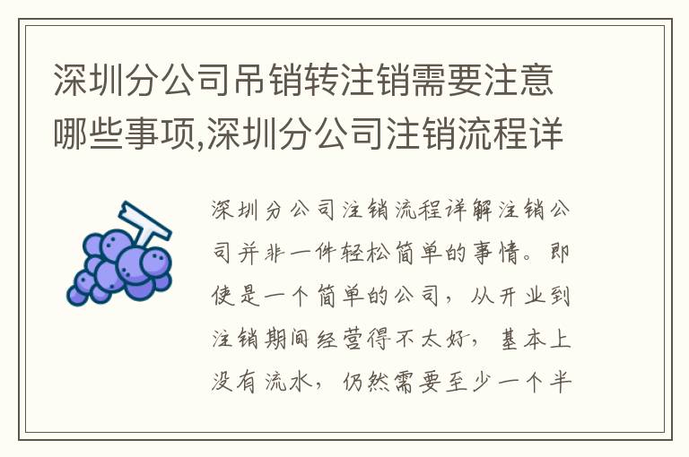 深圳分公司吊銷轉(zhuǎn)注銷需要注意哪些事項(xiàng),深圳分公司注銷流程詳解