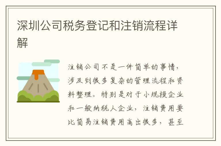 深圳公司稅務(wù)登記和注銷流程詳解