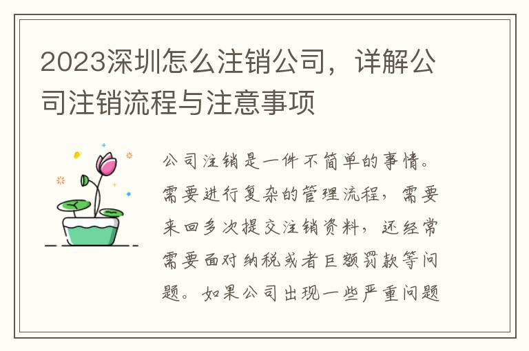 2023深圳怎么注銷公司，詳解公司注銷流程與注意事項(xiàng)