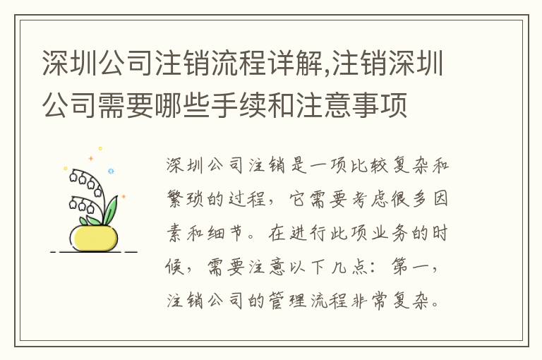 深圳公司注銷流程詳解,注銷深圳公司需要哪些手續(xù)和注意事項(xiàng)