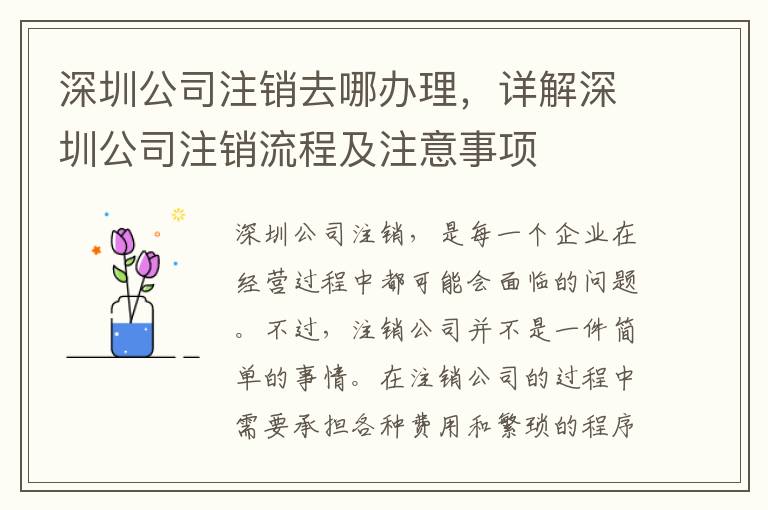 深圳公司注銷去哪辦理，詳解深圳公司注銷流程及注意事項