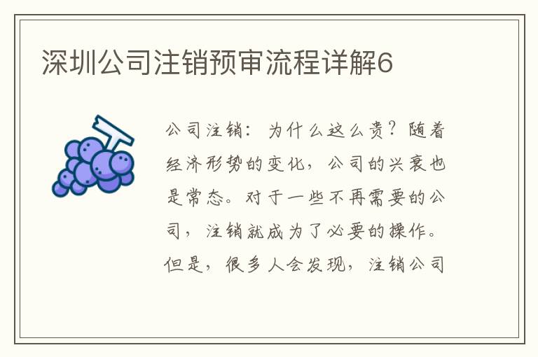 深圳公司注銷預(yù)審流程詳解6