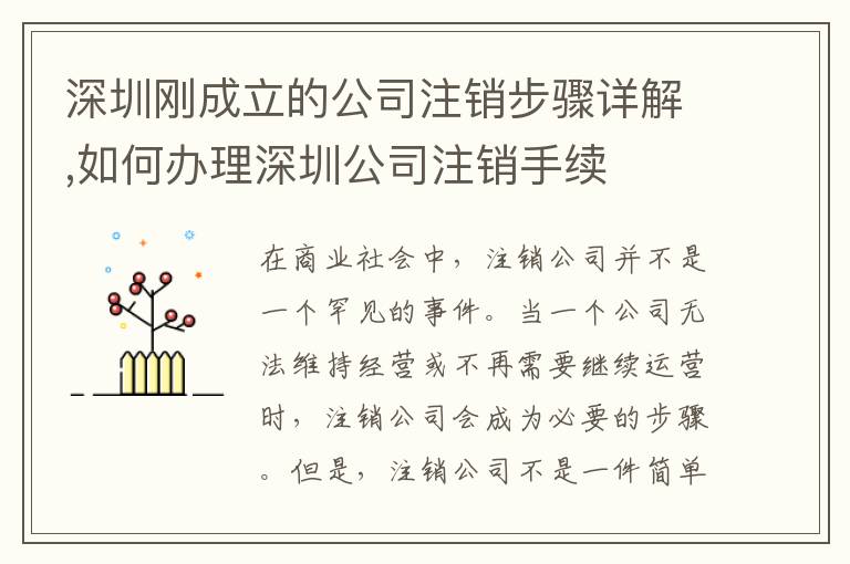 深圳剛成立的公司注銷步驟詳解,如何辦理深圳公司注銷手續(xù)