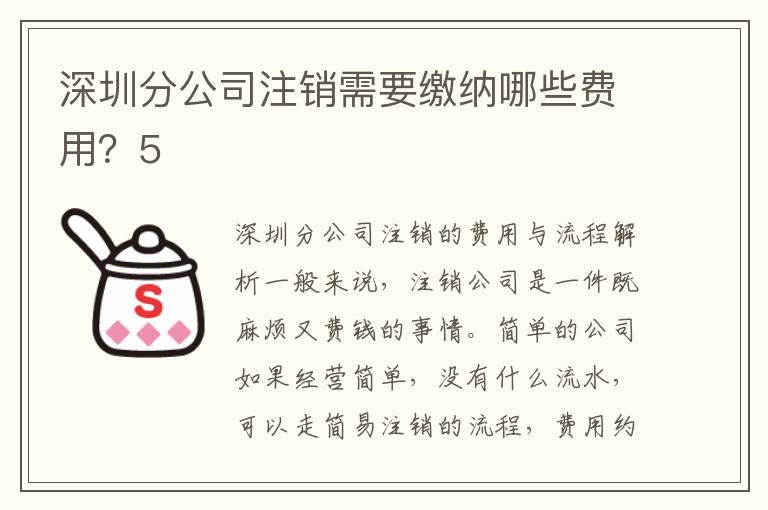 深圳分公司注銷需要繳納哪些費用？5