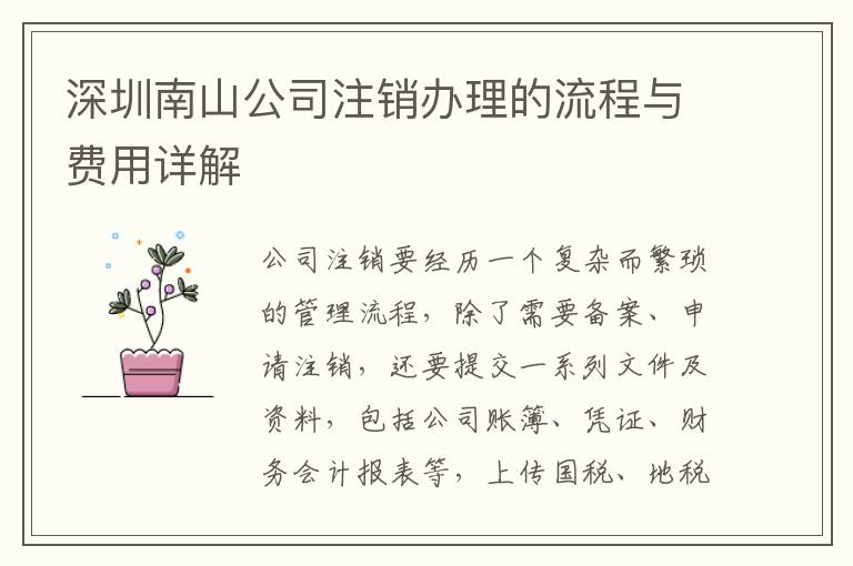 深圳南山公司注銷辦理的流程與費(fèi)用詳解