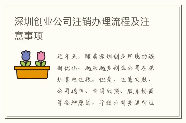 深圳創(chuàng)業(yè)公司注銷辦理流程及注意事項(xiàng)