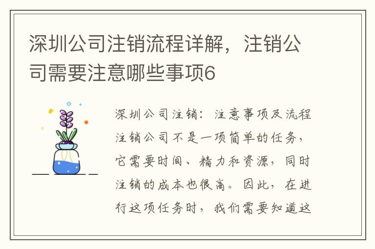 深圳公司注銷流程詳解，注銷公司需要注意哪些事項(xiàng)6