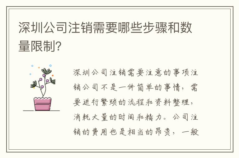 深圳公司注銷需要哪些步驟和數(shù)量限制？