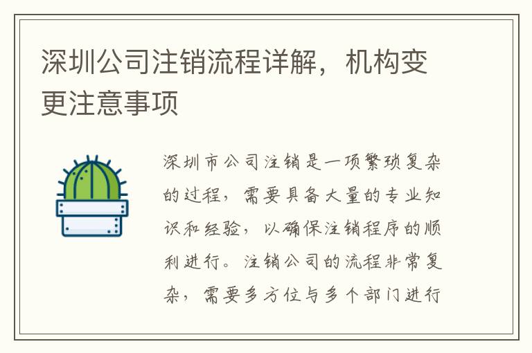 深圳公司注銷流程詳解，機構(gòu)變更注意事項