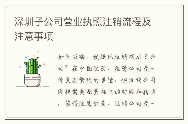 深圳子公司營業(yè)執(zhí)照注銷流程及注意事項