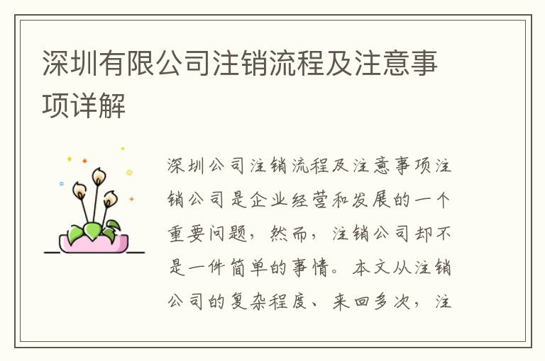 深圳有限公司注銷流程及注意事項(xiàng)詳解