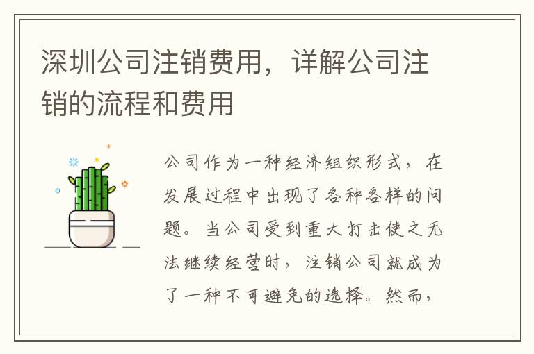 深圳公司注銷費(fèi)用，詳解公司注銷的流程和費(fèi)用