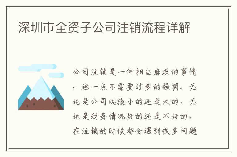 深圳市全資子公司注銷流程詳解