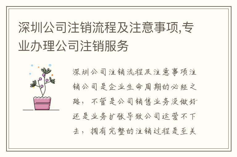 深圳公司注銷流程及注意事項(xiàng),專業(yè)辦理公司注銷服務(wù)