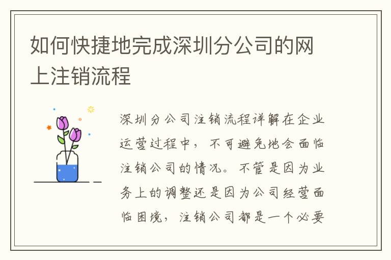 如何快捷地完成深圳分公司的網(wǎng)上注銷流程